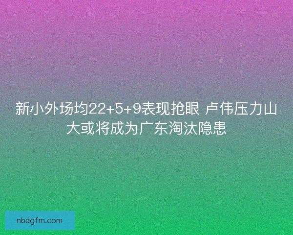 新小外场均22+5+9表现抢眼 卢伟压力山大或将成为广东淘汰隐患