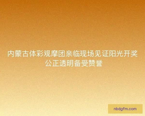 内蒙古体彩观摩团亲临现场见证阳光开奖 公正透明备受赞誉
