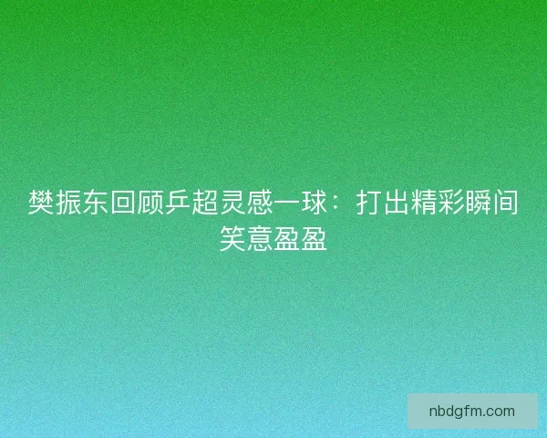 樊振东回顾乒超灵感一球：打出精彩瞬间笑意盈盈